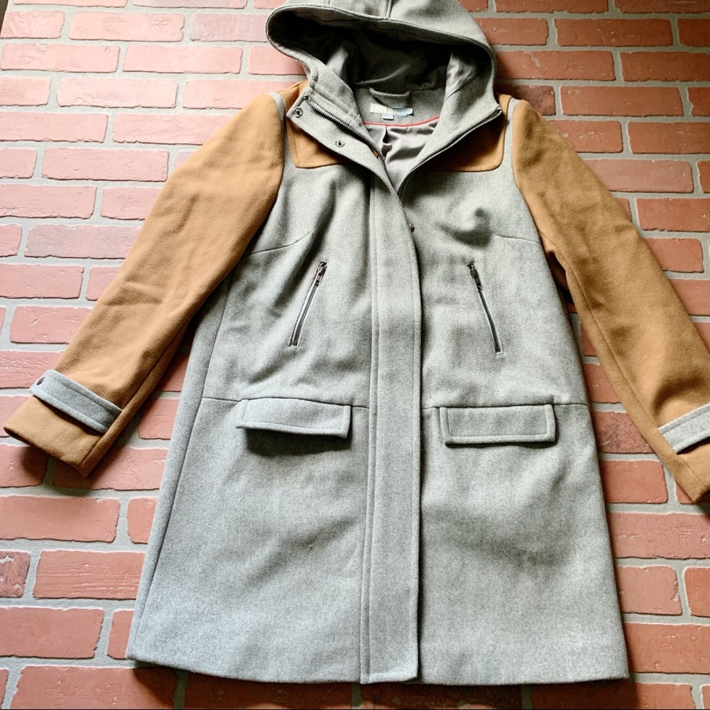 Boden Wool Blend Grey Camel Peacoat Jacket Coat